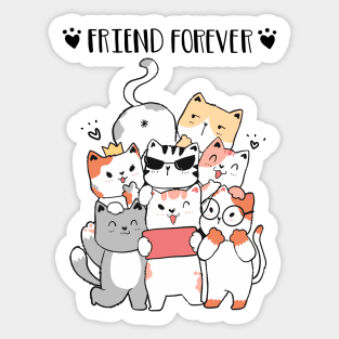 cute cat friend gang, best friend forever, cat friend take selfie Sticker